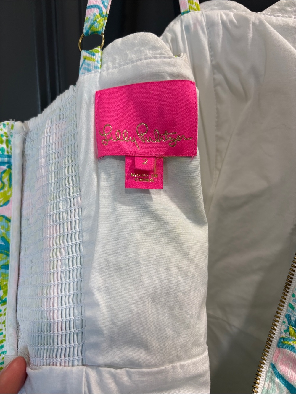 Lilly Pulitzer Pink, Green & Blue Scallop-Edge Mini Dress - Picture 2 of 4